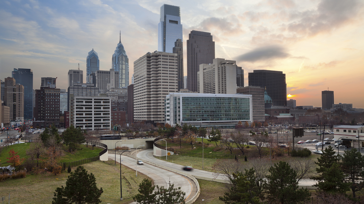  Philadelphia at sunset. Since last year, the region has cut down on fine-particle pollution, but not ozone. 