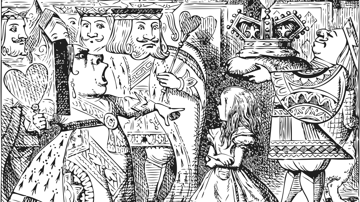  The Queen turned crimson with fury, and, after glaring at her for a moment like a wild beast, screamed — Off with her head! Off... (Alice's Adventures in Wonderland original vintage engraving) (<a href=“http://www.shutterstock.com/pic-75202597/stock-vector-the-queen-turned-crimson-with-fury-and-after-glaring-at-her-for-a-moment-like-a-wild-beast.html?src=dt_last_search-3”>Photo</a> via ShutterStock)  