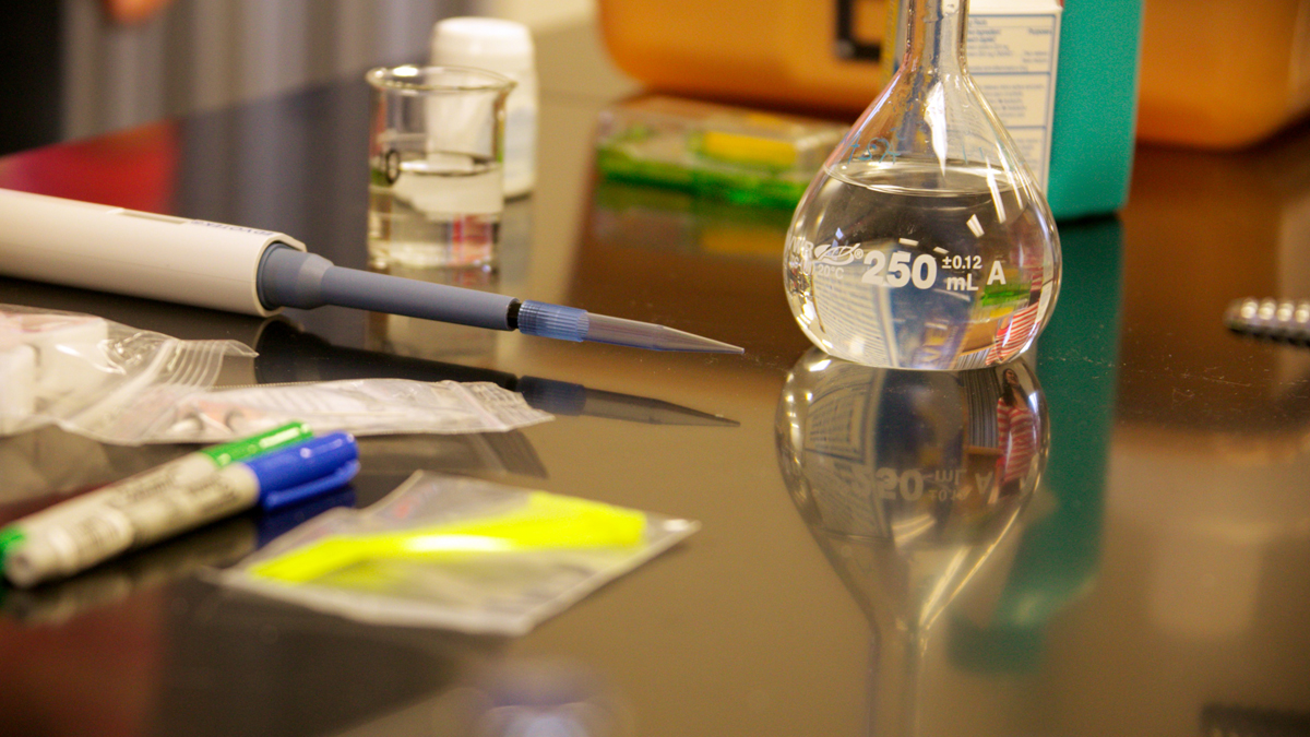  On Thursday, a team of students at the STEM Academy in Downingtown, Pa., prepared a science experiment bound for the International Space Station. (Nathaniel Hamilton/for NewsWorks) 