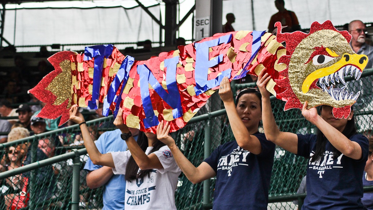  Taney fans cheer for the Little League baseball team at the World Series. (Kimberly Paynter/WHYY) 