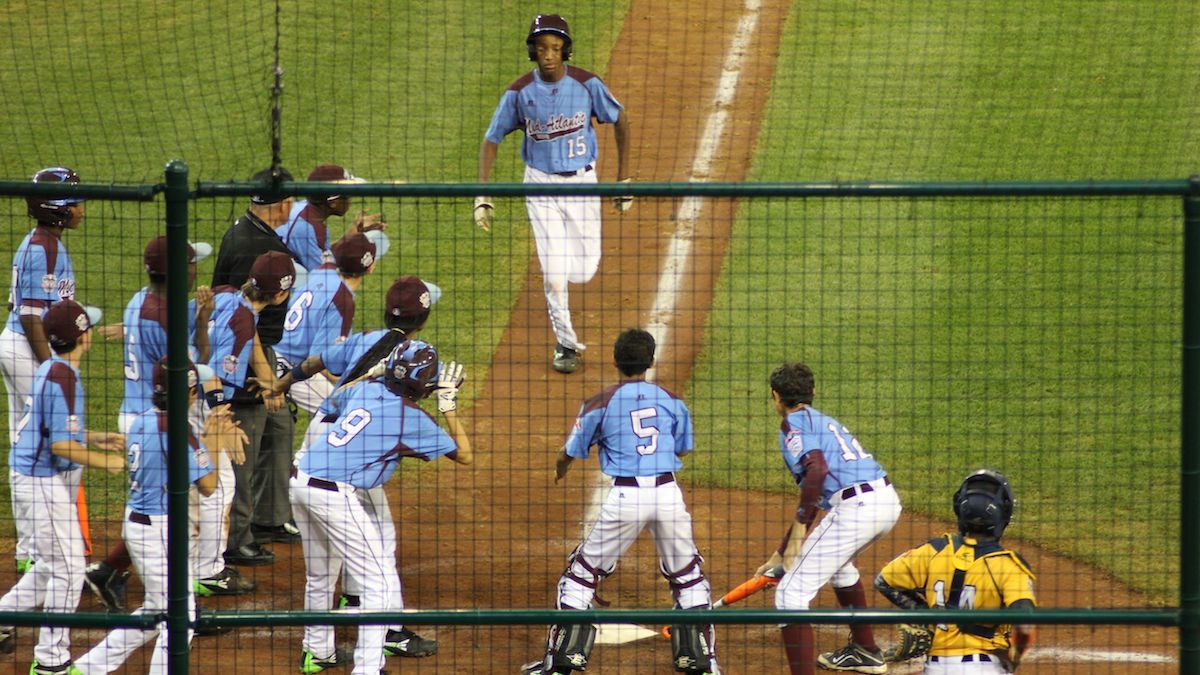  Kai Cummings hit a big home run in the fifth inning to narrow the score to 6-5. (Kimberly Paynter/WHYY) 
