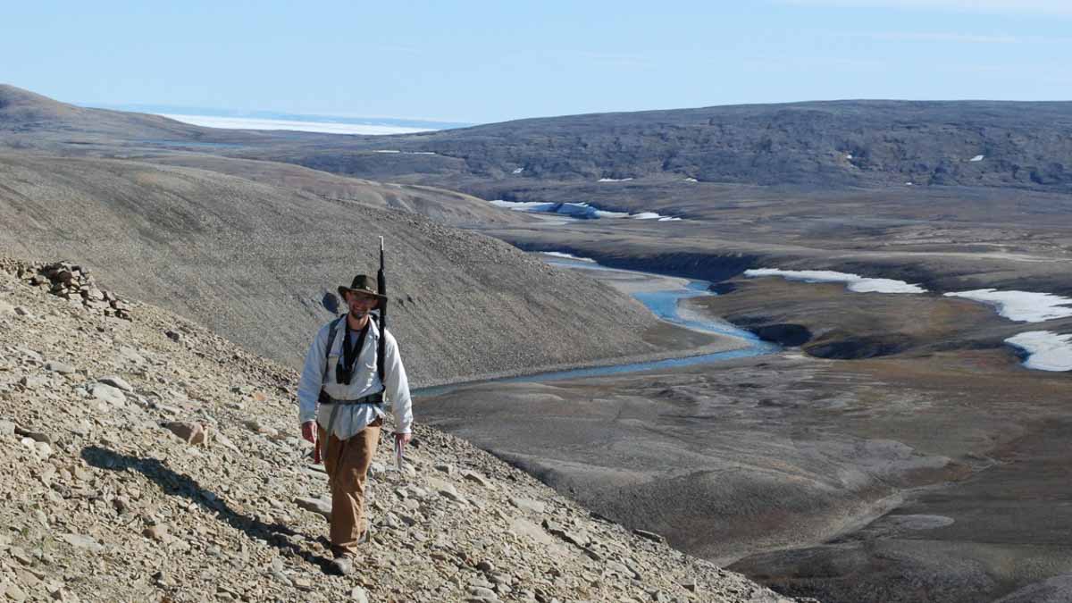 Paleontological fieldwork, Nunavut Territory, Canada. (Courtesy of Ted Daeschler)