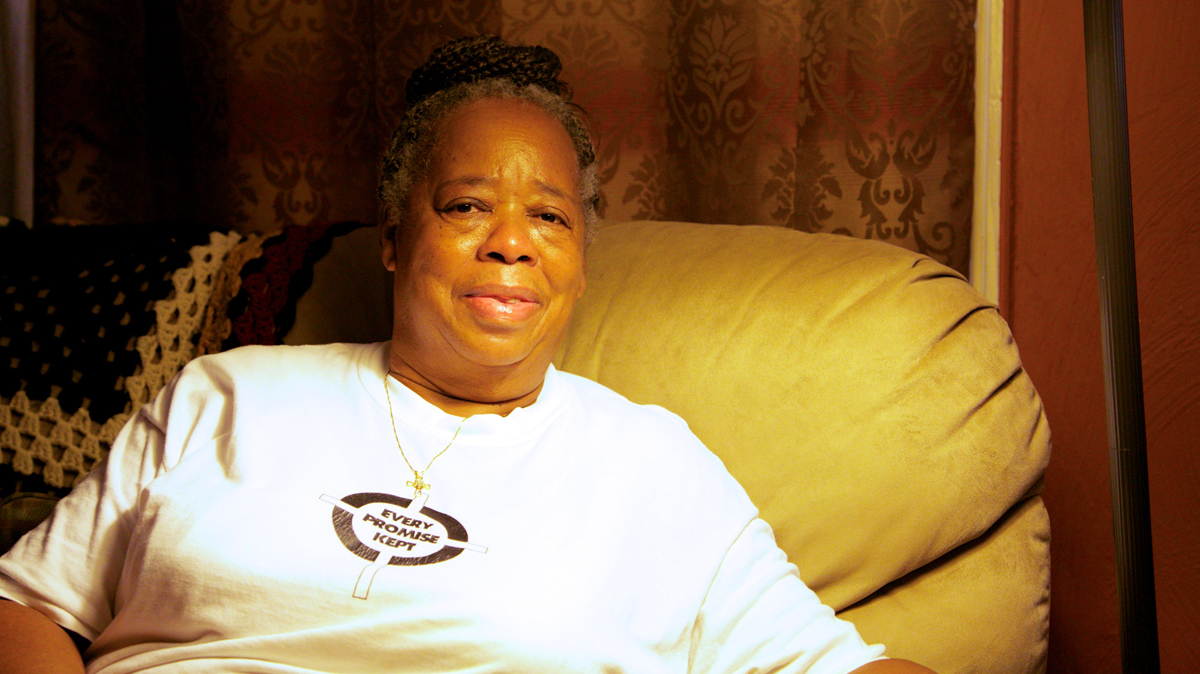  Estelle Wilson says more students have moved into the neighborhood around 15th and Norris in the 60 years she's lived there. (Nathaniel Hamilton/for NewsWorks) 