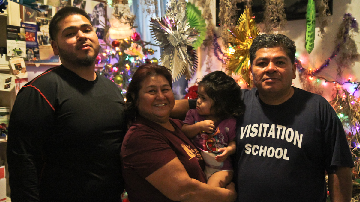 Teresa Herrera, (center left) her granddaughter Amaya, son Frank (left) and husband Gerado (right)