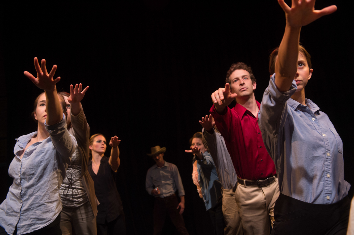  The ensemble of 'The West' in an early rehearsal shot. It's at Off-Broad Street Theater in Center City. (Photo courtesy of JJ Tiziou) 