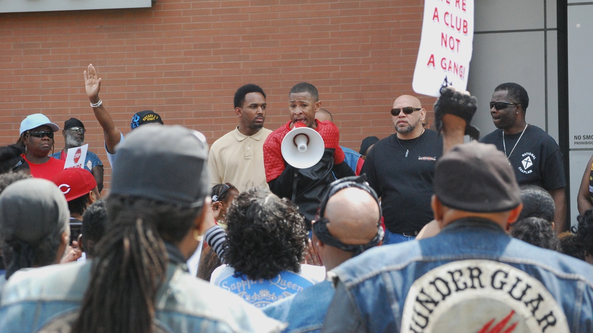  Thunderguard Motorcycle Club supporters protest in Wilmington (John Jankowski/for NewsWorks)  