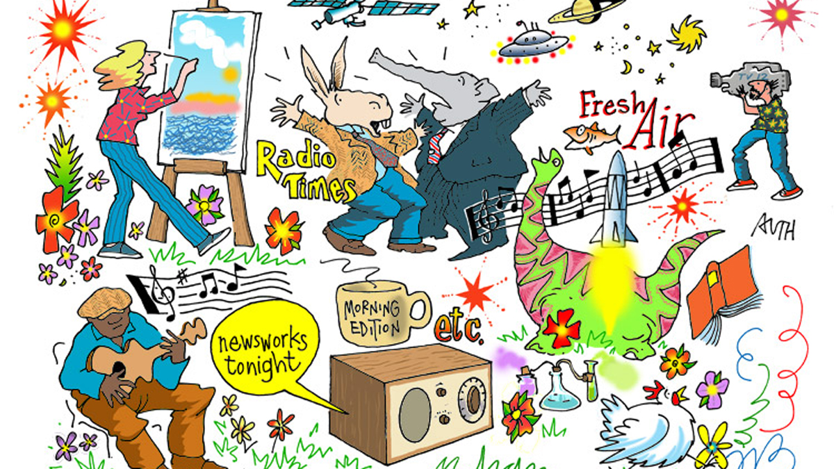  Pictured: 'How WHYY Looks to Me' by Tony Auth. We're celebrating the life and career of the Pulitzer Prize winning editorial cartoonist and WHYY digital artist-in residence, Tony Auth, who died Sunday. Help keep his archive in Philadelphia by visiting a new exhibit of his work at the Philadelphia Foundation. 