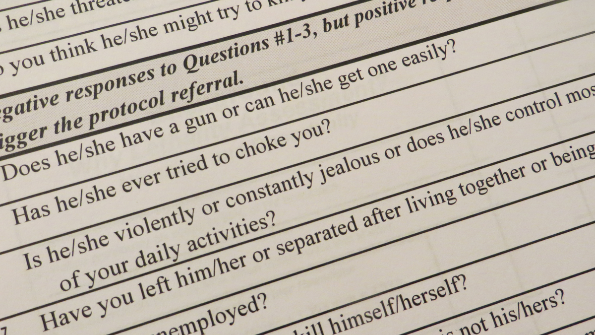 As part of a new ‘lethality assessment’ program some Delaware County police officers are learning to use a questionnaire to help gauge the danger of a domestic-violence situation. (Taunya English/for The Pulse)