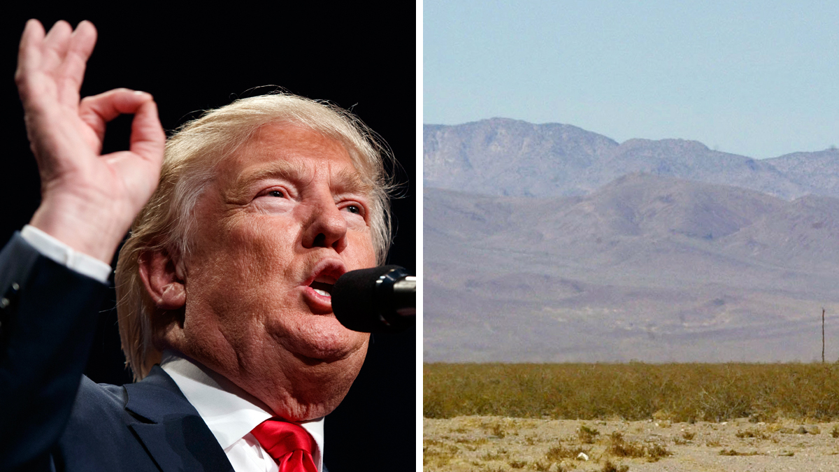 LEFT: Republican presidential candidate Donald Trump speaks during a campaign rally