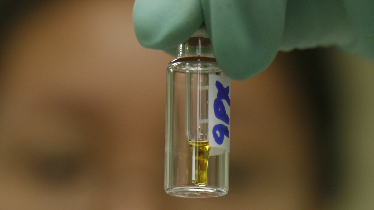  A laboratory chemist checks a vial with a urine sample. (AP Photo/Damian Dovargane, file) 