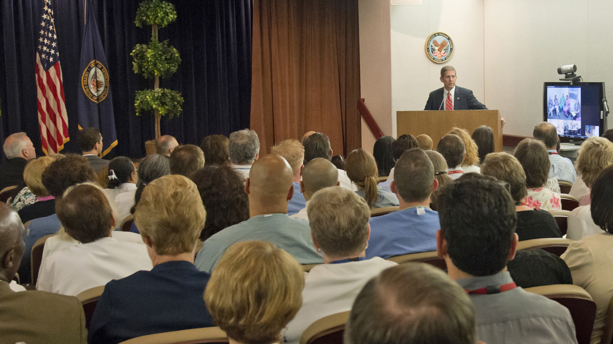 Acting Secretary of Veterans Affairs Sloan Gibson told a meeting of regional VA hospital directors on Monday that they will be held accountable for the level of patient care. (Maiken Scott/WHYY) 
