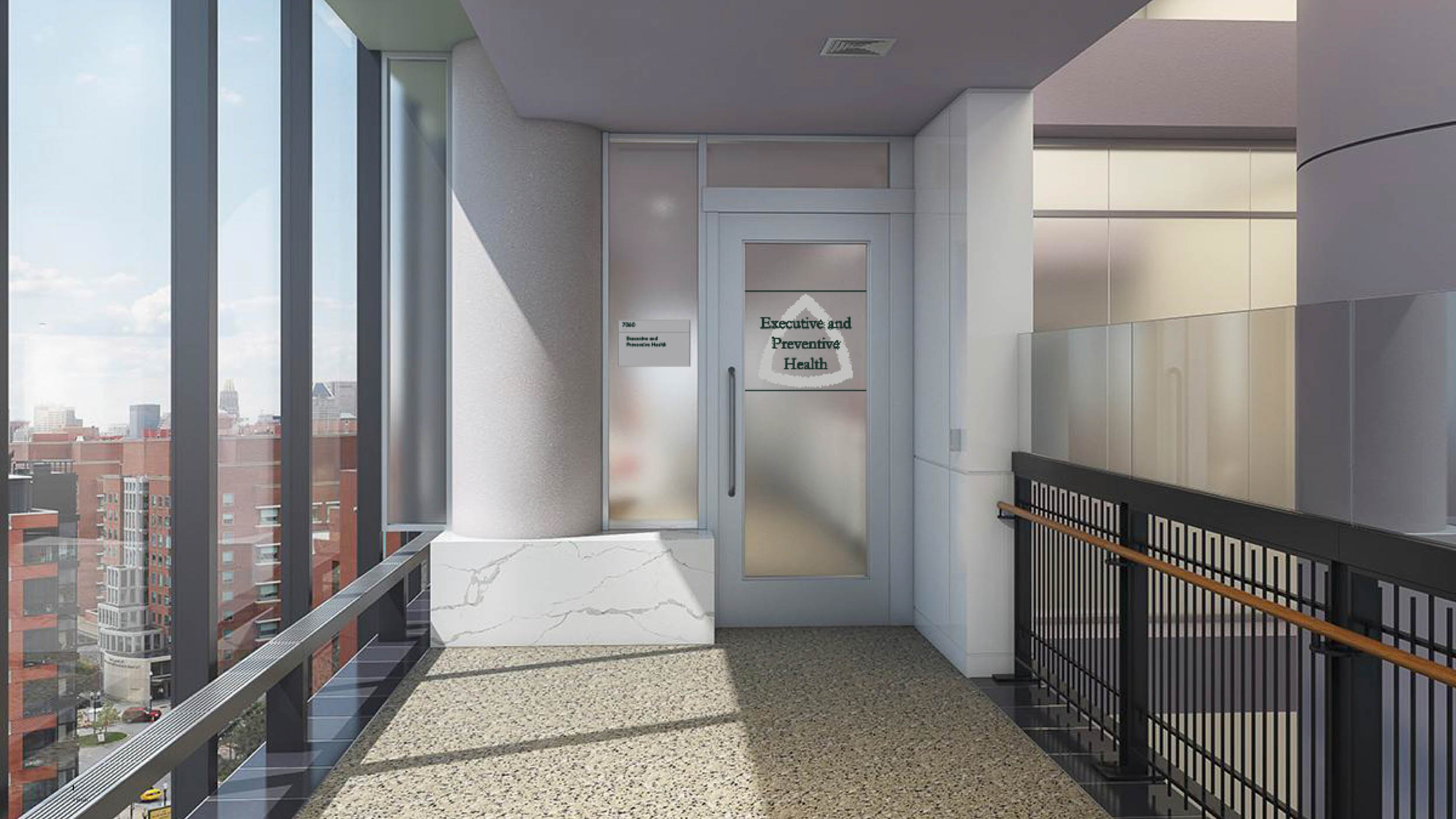 An artist's rendering of a marble-accented VIP suite. (Courtesy of Johns Hopkins)