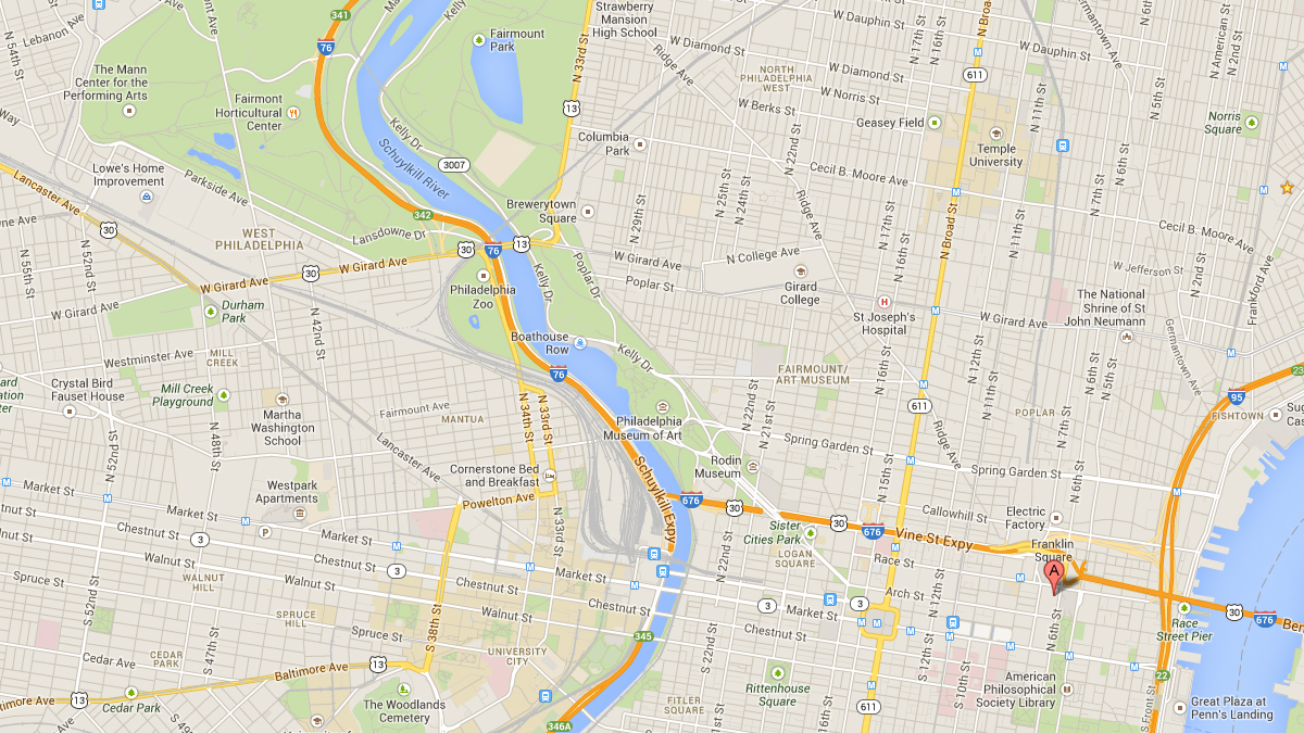  This Google Maps image shows the location of the WHYY studios in Philadelphia. 