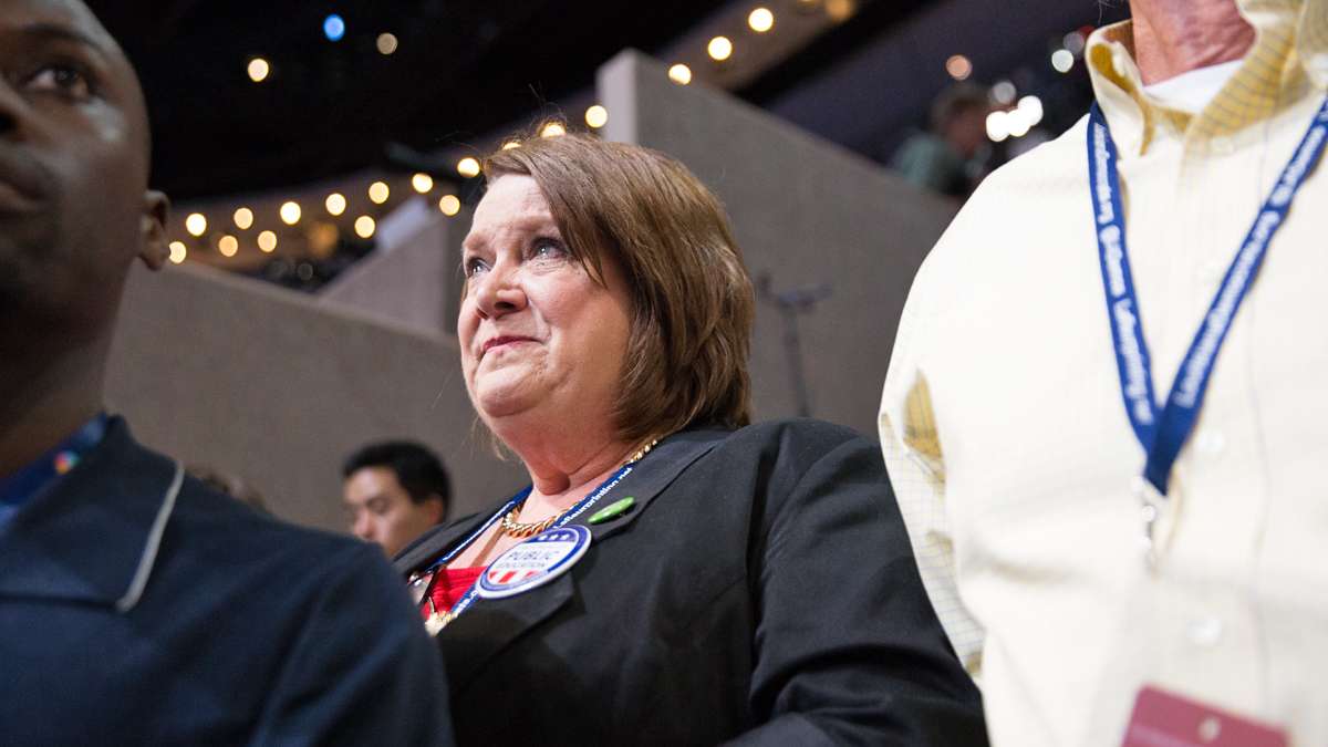 ''I’m a 65 year old woman and I remember my grandmother told me stories about how her mother could not vote.'' said Sheryl Abshire, a delegate from Lake Charles, Louisana. ''It means a great deal to me.'' (Lindsay Lazarski/WHYY)