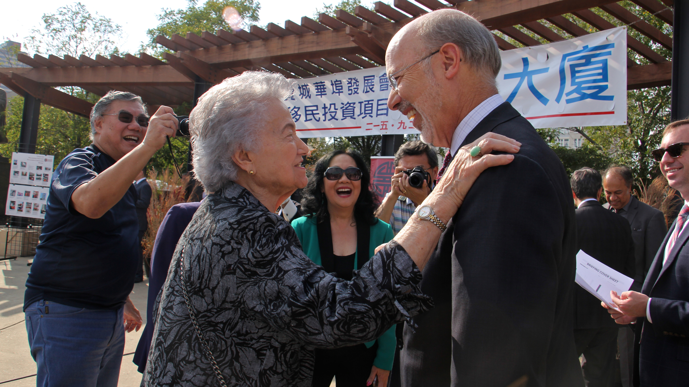 Gov. Tom Wolf greets Cecelia Yep