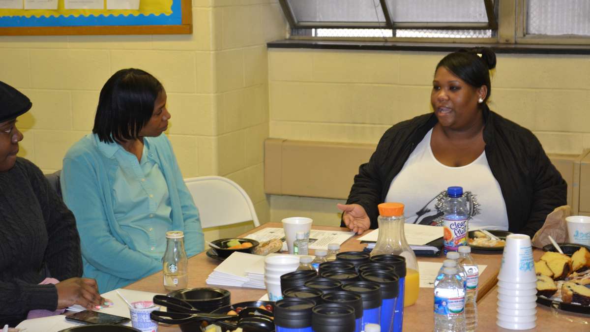 Parent Shereda  Cromwell (right) is furious about Scholar Academies' decision to leave Kenderton elementary. Depicted here