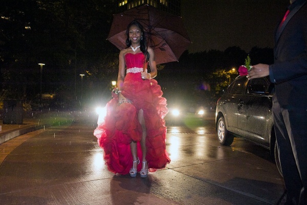 <p><p>14. Roxborough High student Chelsea made the grand entry of the night with rain and headlights in the background. (Bas Slabbers/for NewsWorks)</p></p>
