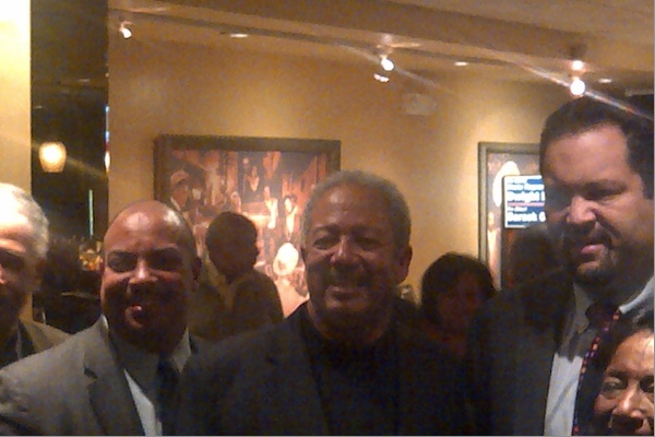 <p><p>(L-R) District Attorney Seth Williams, U.S. Rep. Chaka Fattah and national NAACP President Benjamin Jealous at Relish restaurant in West Oak Lane. (Brian Hickey/WHYY)</p></p>
