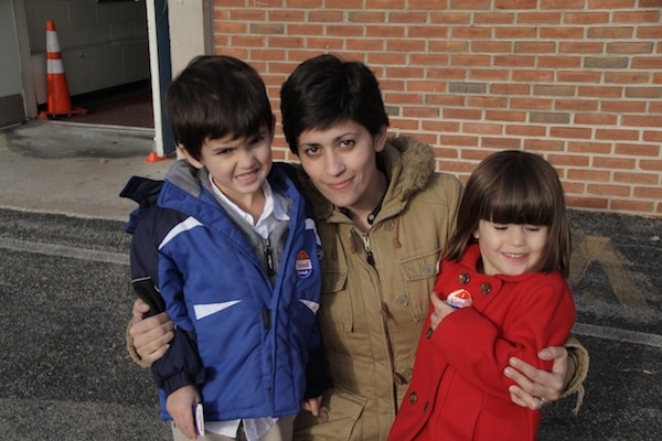 <p><p>Jamie Klein brought her children, Strummer and Astrid, to the polls. (Trenae V. McDuffie/for NewsWorks)</p></p>

