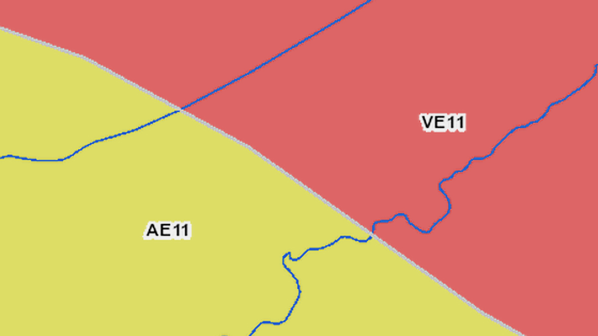  This close up of a new FEMA flood map shows two of the flood risk categories that influence how high flood insurance payments will be. 