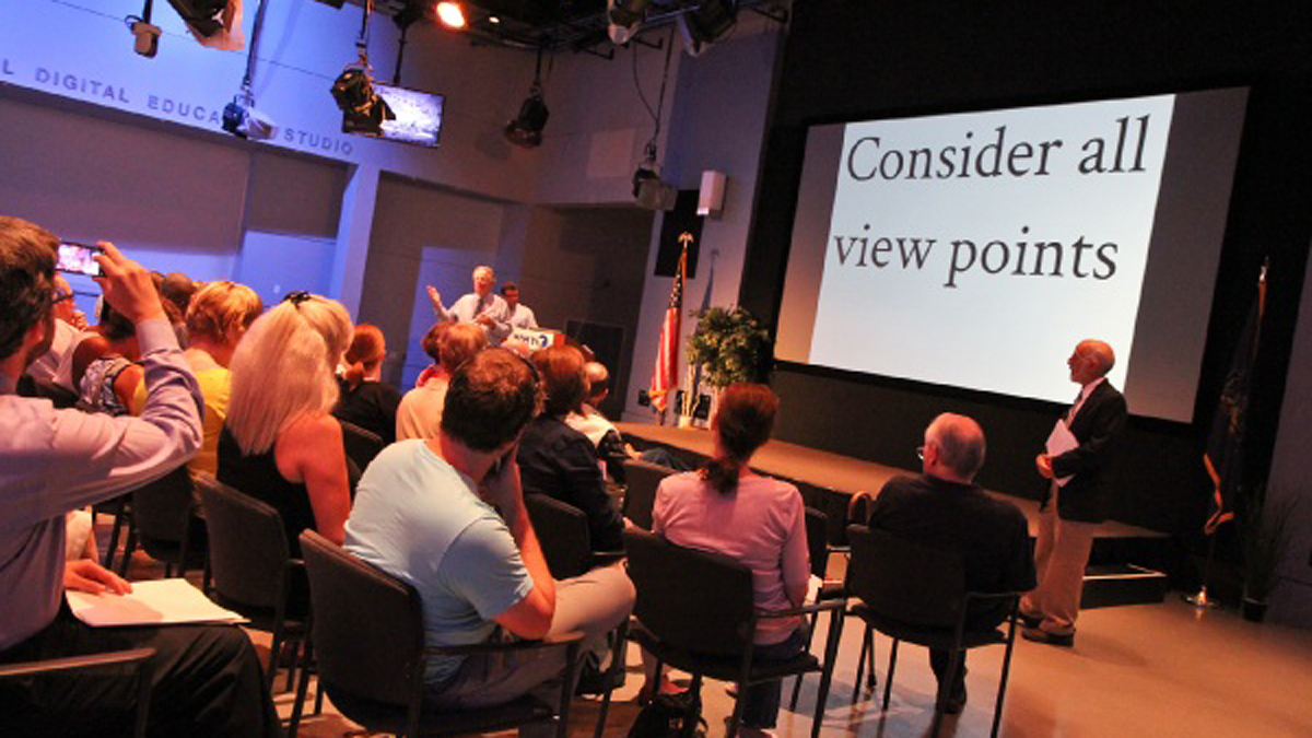  One goal of the forums is to better understand other view points. (Kimberly Paynter/WHYY) 