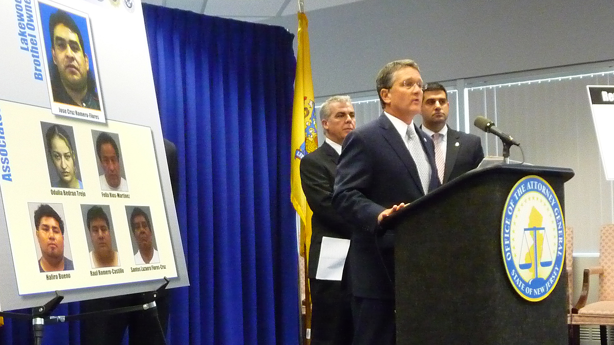  Acting New Jersey Attorney General John Hoffman announces the arrest of six people in connection with an international sex trafficking operation. (Alan Tu/WHYY) 