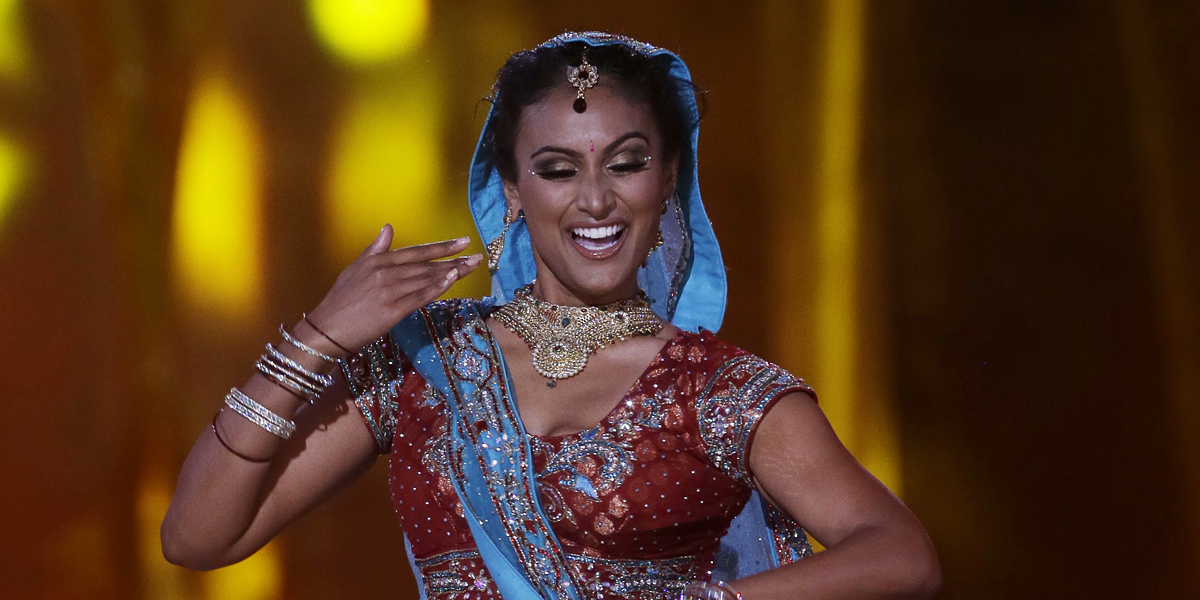  Miss New York Nina Davuluri performs a bollywood dance during Sunday night's competition.(AP Photo/Mel Evans) 