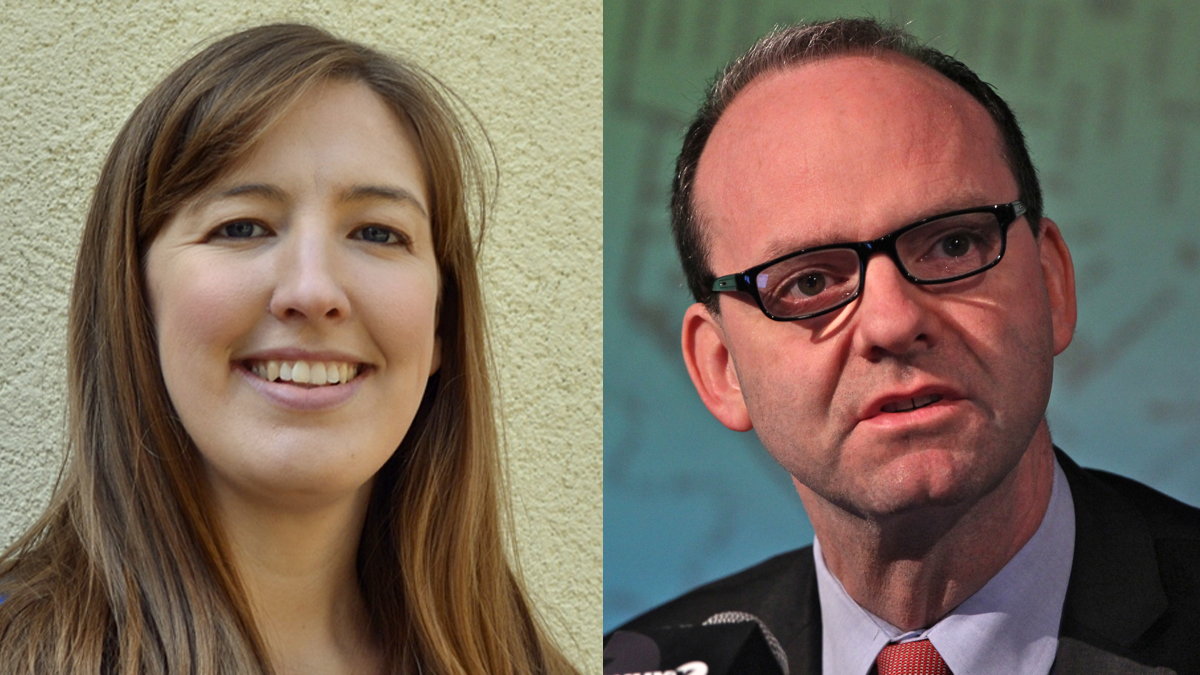  Democratic candidates for Pennsylvania's 7th Congressional District Molly Sheehan (left) and Dan Muroff say they're ready to take on GOP U.S. Rep. Pat Meehan. (mollysheehan.org and Emma Lee/WHYY) 