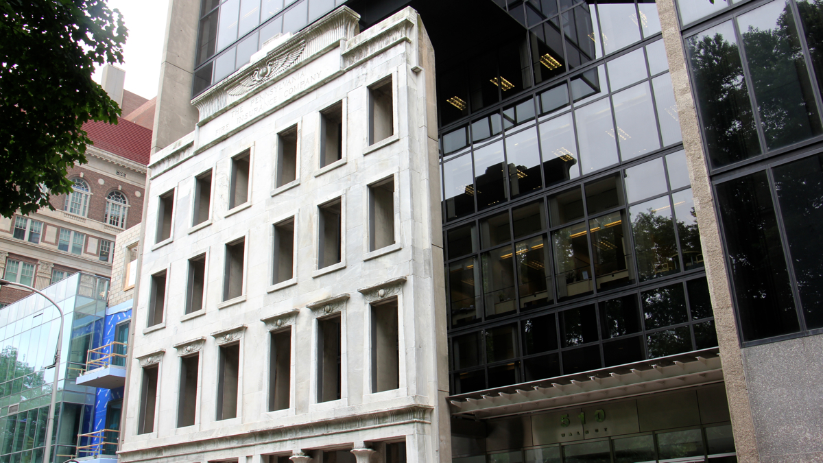This is an example of facadism, preservation of the look and feel of a building while allowing new uses. (Emma Lee/WHYY)