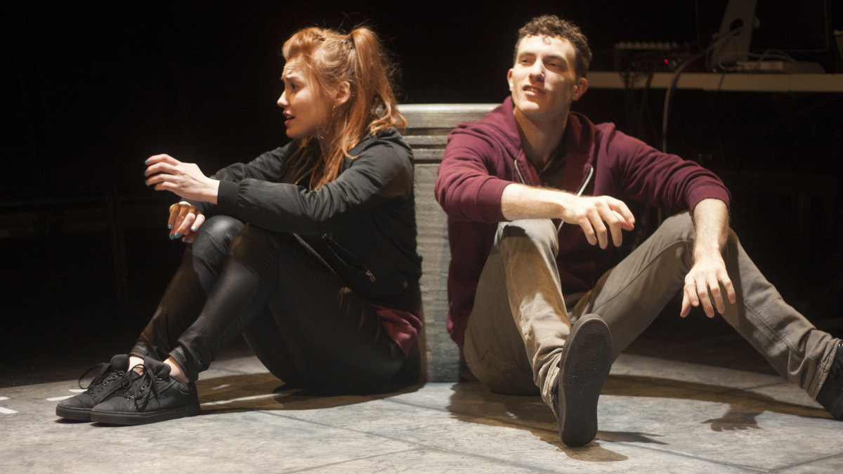  Katie Stahl as Chip, and Liam Mulshine as Leper, in Inis Nua Theatre Company's production of 'Leper , Chip.' 
