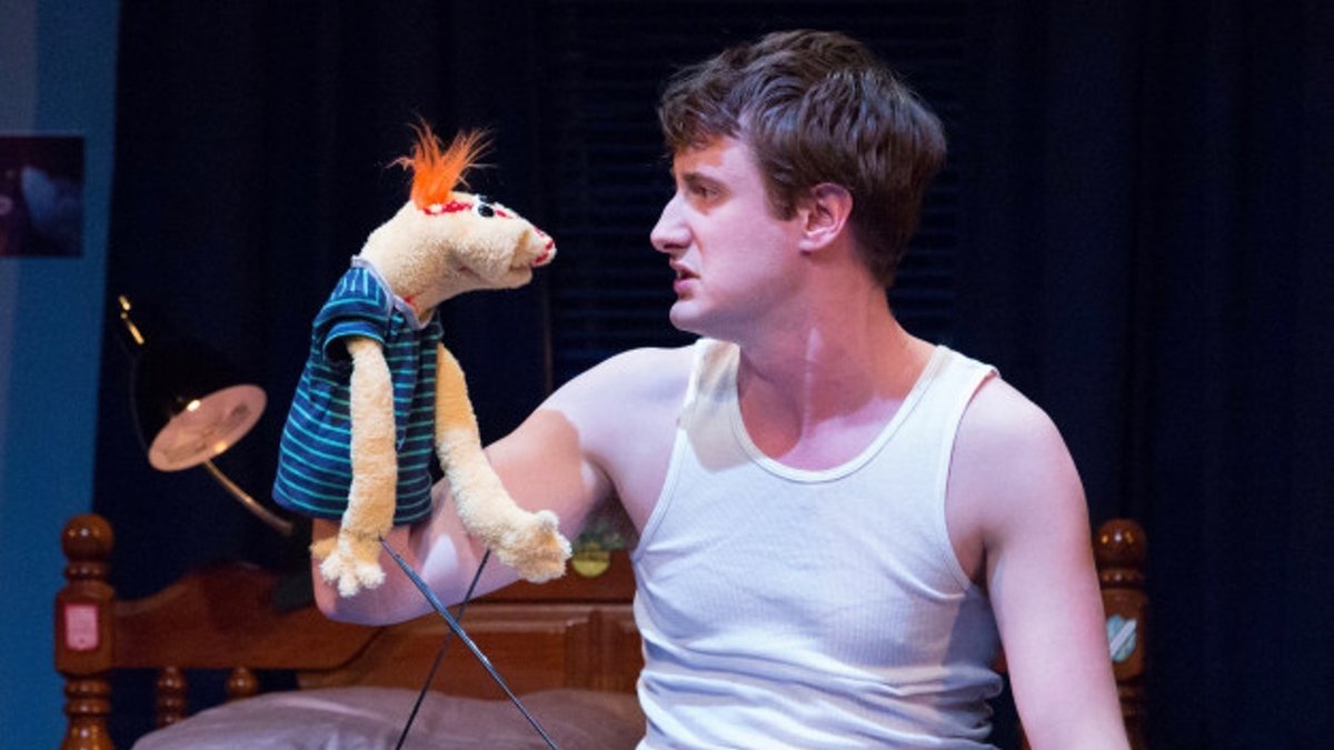  Aubie Merrylees talks to the devil in 'Hand to God' at Philadelphia Theatre Company. (Photo courtesy of Mark Garvin) 