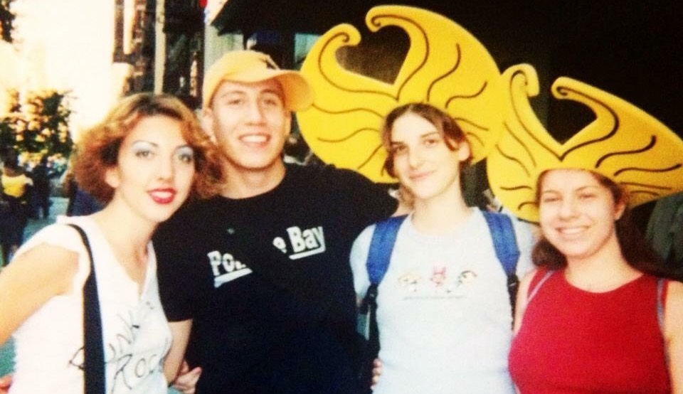  The author is shown, second from left, at the premiere of the 2001 film version of 'Hedwig and the Angry Inch.' (Image courtesy of Alejandro Morales) 