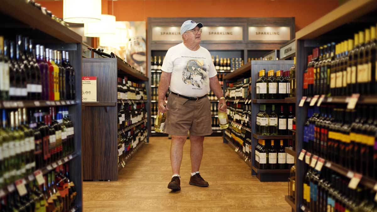  in 2010, Jay Petrie of Solebury Pennsylvania, shops at a state wine and liquor store in New Hope. By a vote of 114-87, the Pennsylvania House has passed a proposal to take apart the state's liquor system, though the measure is not expected to advance. (AP file photo) 