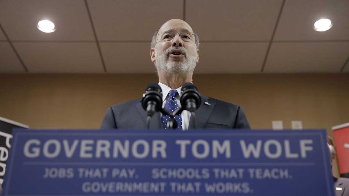  Gov. Tom Wolf speaks during a news conference  in Philadelphia. He'll deliver his first Pennsylvania budget address Tuesday in Harrisburg. (AP Photo/Matt Rourke) 