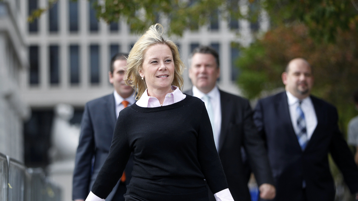Gov. Chris Christie's former deputy chief of staff Bridget Anne Kelly leaves Martin Luther King Jr. Courthouse Monday, Oct. 17, 2016, in Newark, N.J. (Mel Evans/AP Photo) 