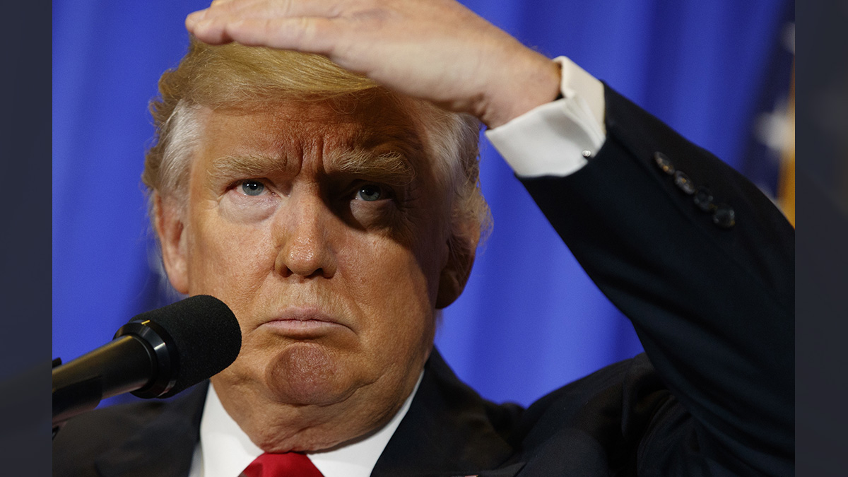 President-elect Donald Trump speaks during a news conference in the lobby of Trump Tower in New York