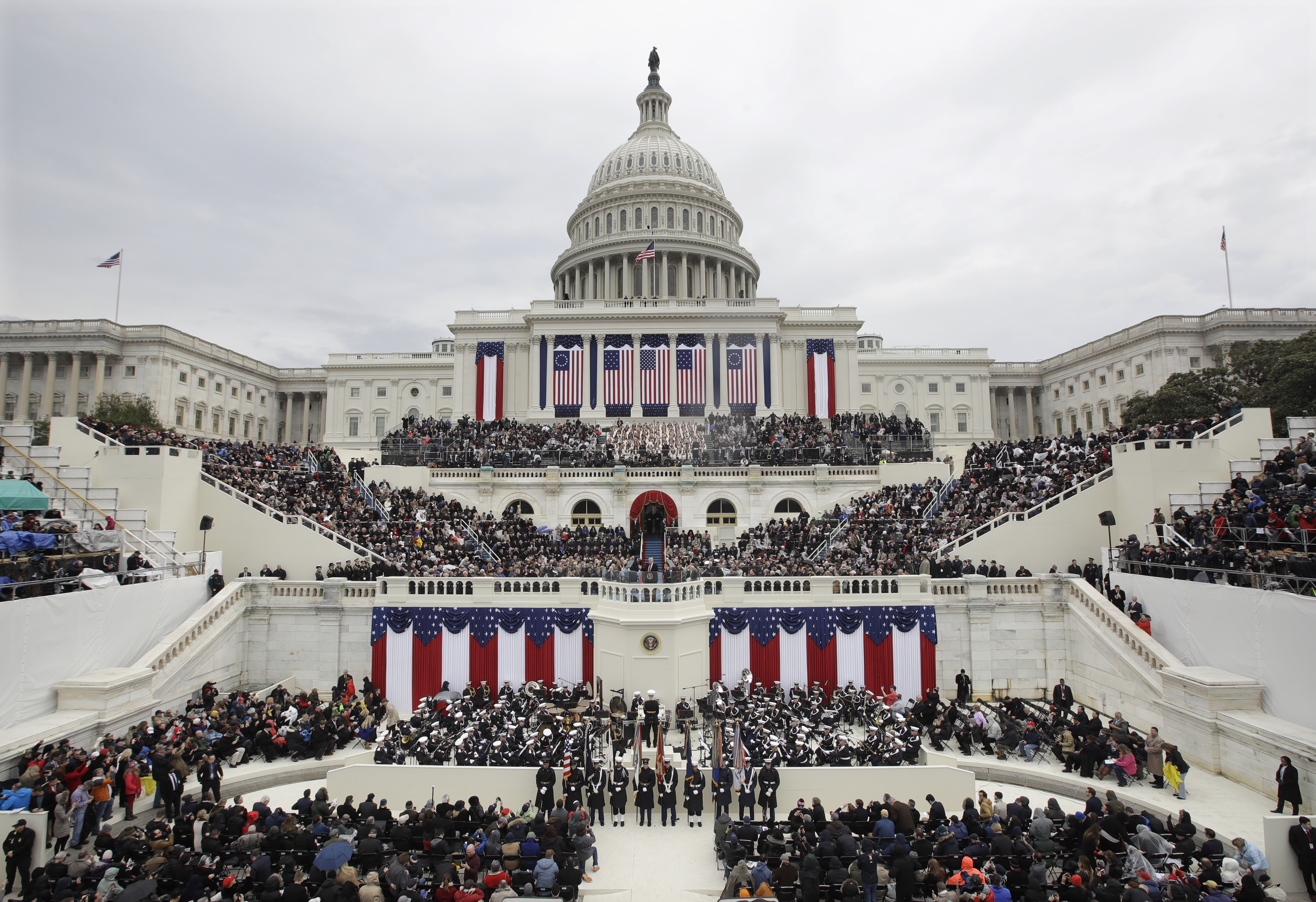 President Donald Trump delivers his inaugural address after being sworn in as the 45th president of the United States during the 58th Presidential Inauguration at the U.S. Capitol in Washington