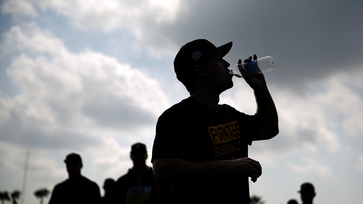  The city of Pittsburgh’s water and sewer authority will be restructured in the near future. In this photo from Feb. 14, 2017, Adam Frazier of the Pittsburgh Pirates takes a drink after a spring training workout in Florida. (AP Photo/David Goldman)  