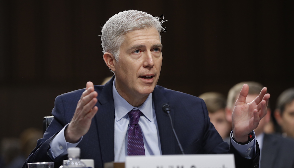  Supreme Court Justice nominee Neil Gorsuch testifies on Capitol Hill in Washington, Tuesday, March 21, 2017, during his confirmation hearing before the Senate Judiciary Committee. (AP Photo/Pablo Martinez Monsivais) 