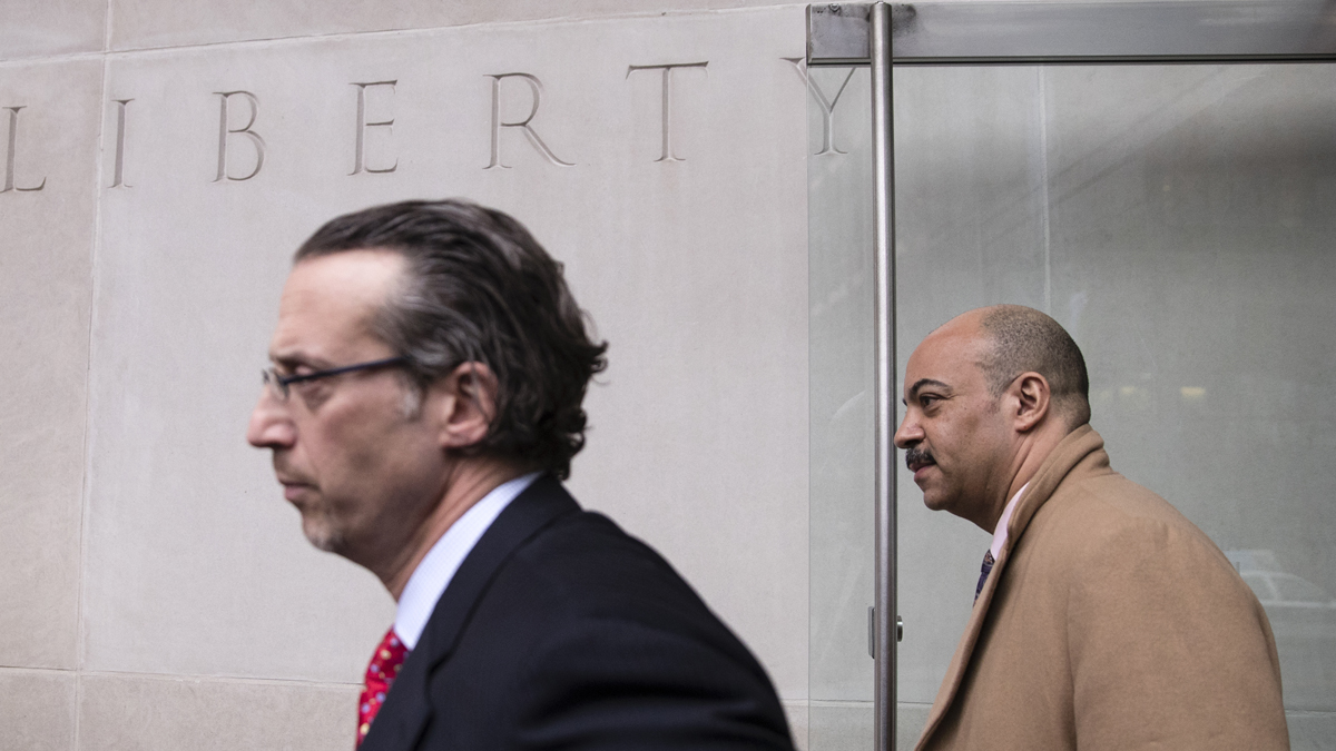  Philadelphia District Attorney Seth Williams (right) and his current lawyer Mike Diamondstein depart after a preliminary hearing in his bribery and extortion case at the federal courthouse in Philadelphia Tuesday. (AP Photo/Matt Rourke 