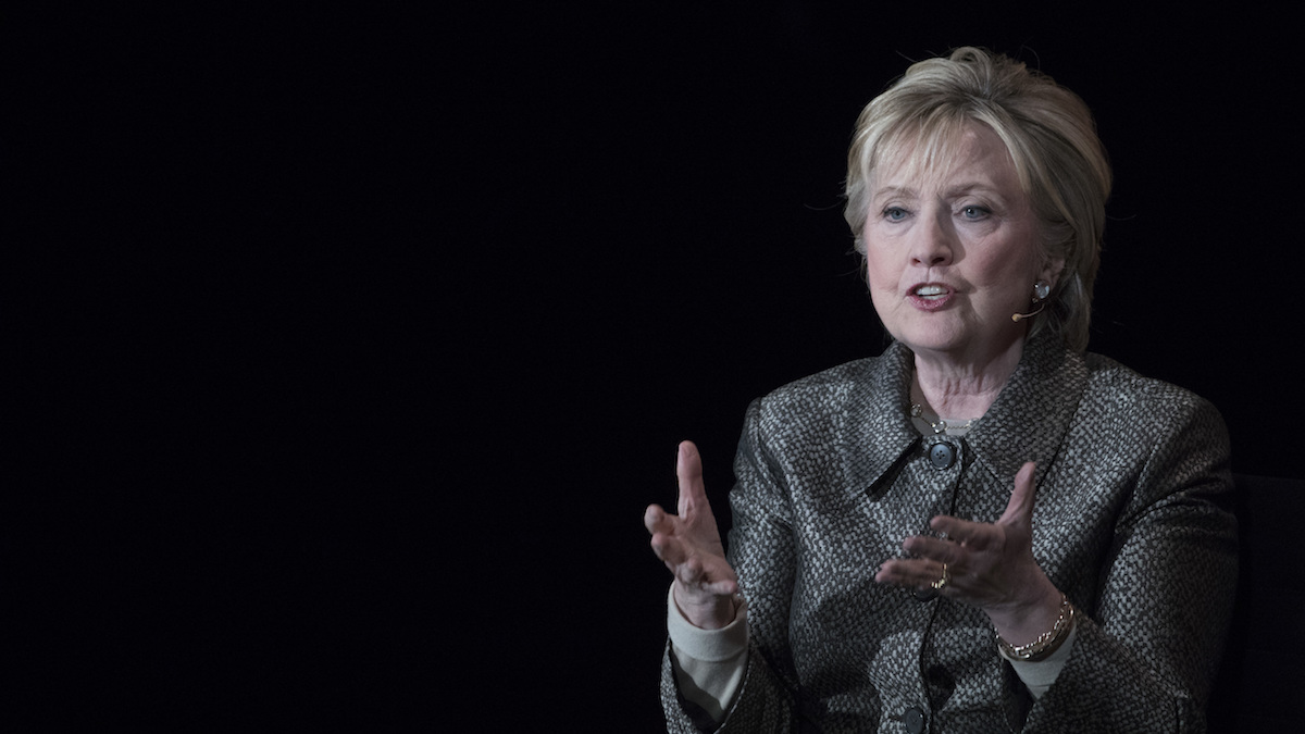  Former Secretary of State Hillary Clinton speaks during the Women in the World Summit at Lincoln Center in New York, Thursday, April 6, 2017. (AP Photo/Mary Altaffer) 