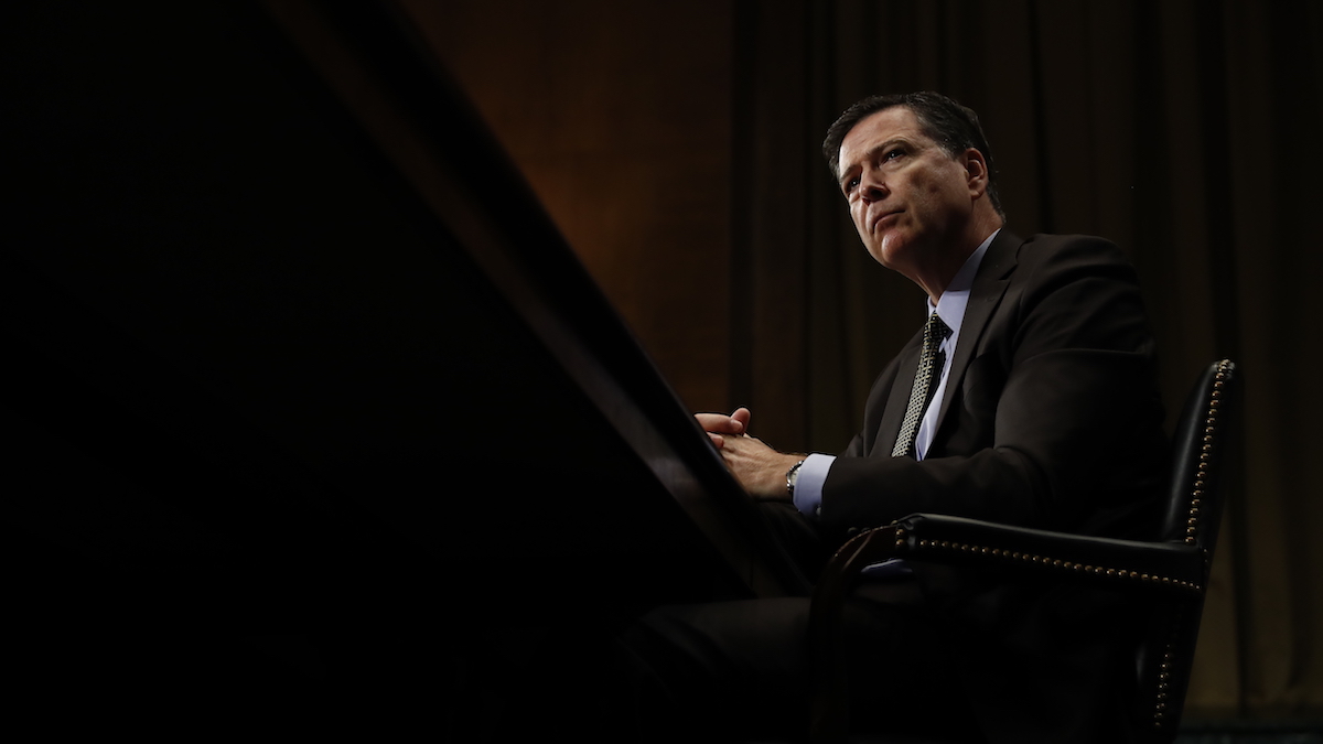  FBI Director James Comey listens while testifying on Capitol Hill in Washington, Wednesday, May 3, 2017, before the Senate Judiciary Committee hearing: 