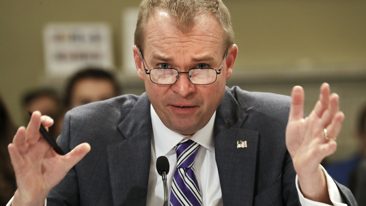  U.S. Budget Director Mick Mulvaney testifies on Capitol Hill in Washington Wednesday before the House Budget Committee hearing on President Donald Trump's fiscal 2018 federal budget. (AP Photo/Jacquelyn Martin) 