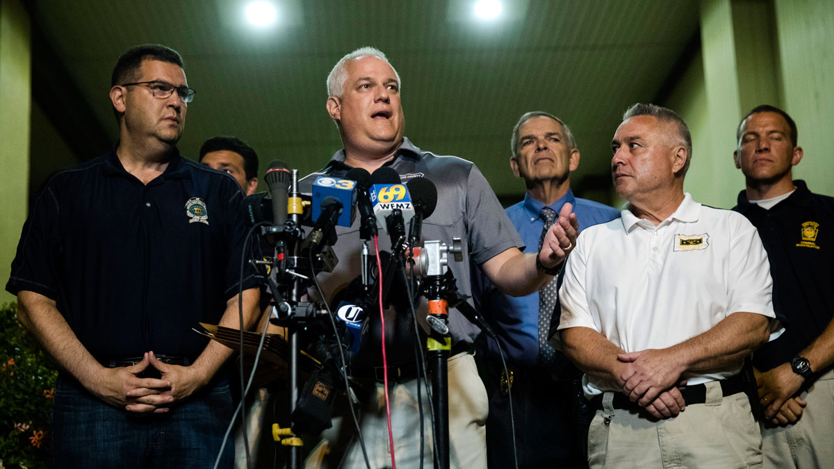 Matthew Weintraub, District Attorney for Bucks County, Pa., speaks with members of the media in New Hope, Pa., Thursday, July 13, 2017. (AP Photo/Matt Rourke) 