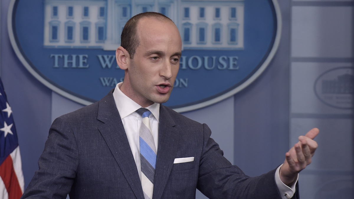  White House senior policy adviser Stephen Miller speaks during the daily briefing at the White House in Washington, Wednesday, Aug. 2, 2017. (AP Photo/Susan Walsh) 