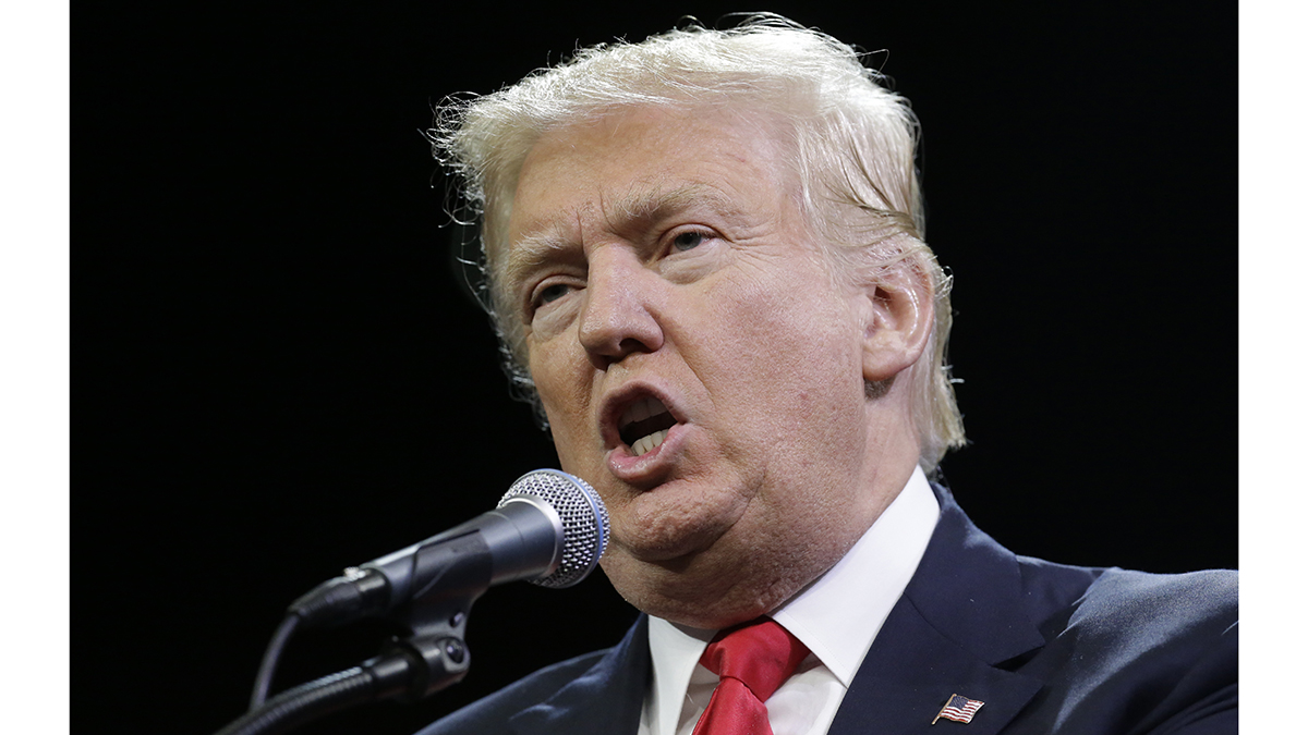 Republican presidential candidate Donald Trump speaks during a rally