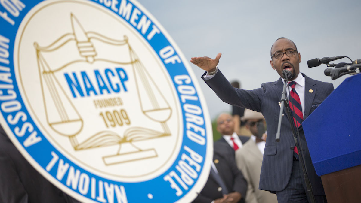  National Association for the Advancement of Color People (NAACP) President and CEO Cornell William Brooks speaks during a news conference announcing NAACP's Journey for Justice, Monday, June 15, 2015, at the Lincoln Memorial in Washington. (AP Photo/Pablo Martinez Monsivais) 