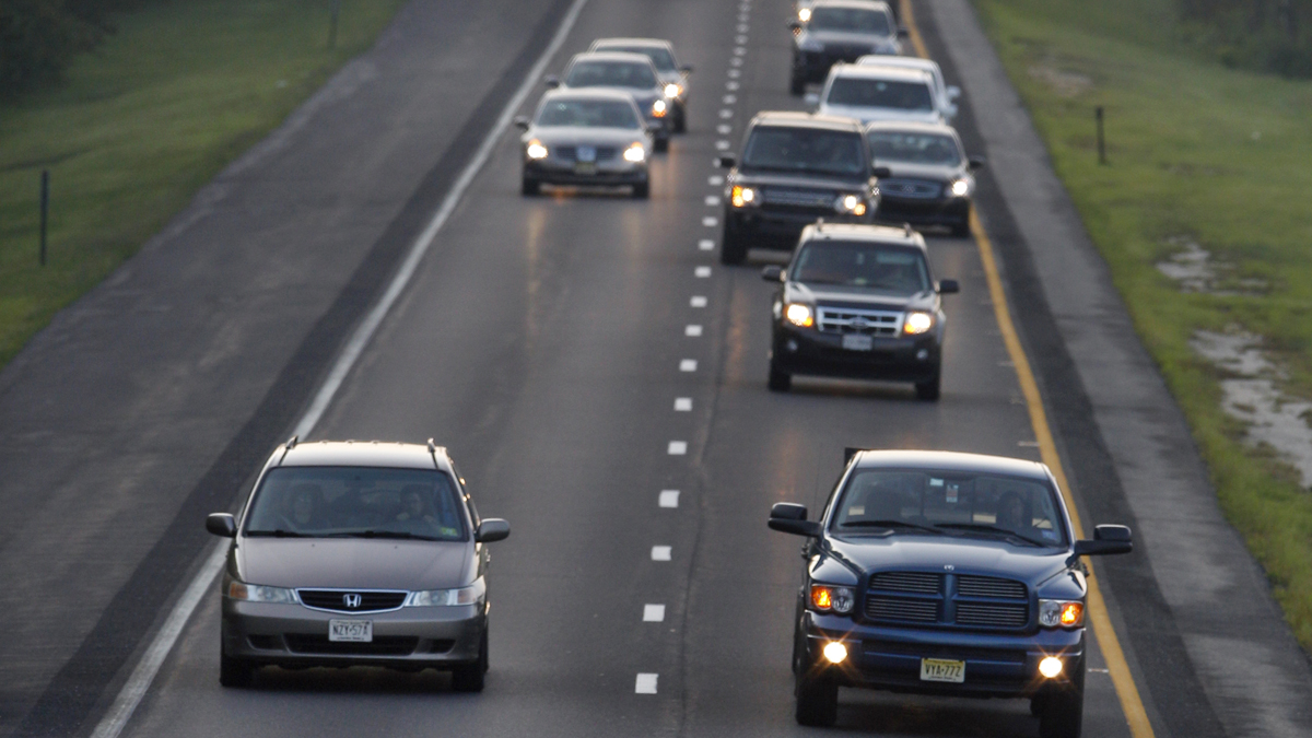 The westbound lanes of the Atlantic City Expressway