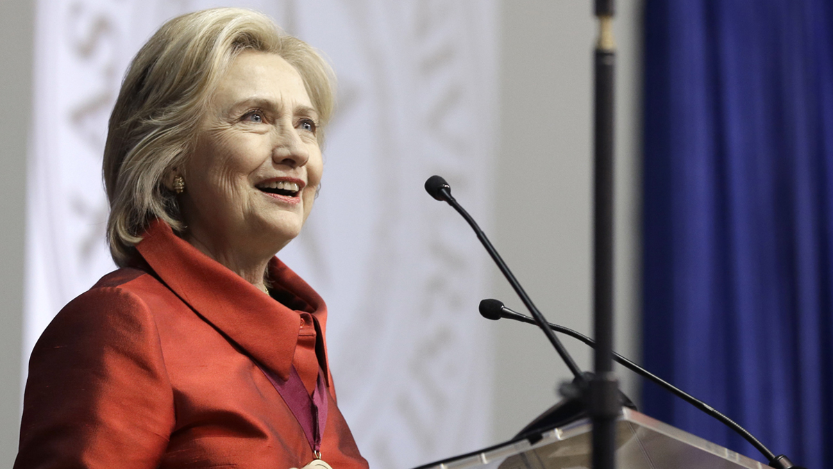  Democratic presidential candidate Hillary Rodham Clinton delivers a speech at Texas Southern University in Houston, Thursday, June 4, 2015. Clinton is calling for an expansion of early voting and pushing back against Republican-led efforts to restrict voting access, laying down a marker on voting rights at the start of her presidential campaign. (Pat Sullivan/AP Photo) 