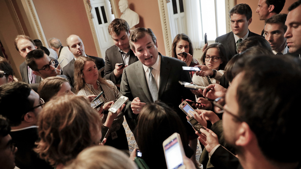  Sen. Ted Cruz, R-Texas speaks to members of the media on Capitol Hill in Washington Thursday, July 13, 2017. Senate Majority Leader Mitch McConnell of Ky. rolled out the GOP's revised health care bill, pushing toward a showdown vote next week with opposition within the Republican ranks. (Pablo Martinez Monsivais/AP Photo) 
